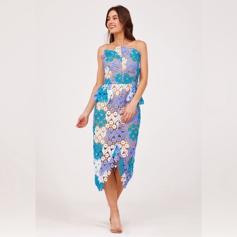 Elliatt Floral Lace Peplum Midi Dress